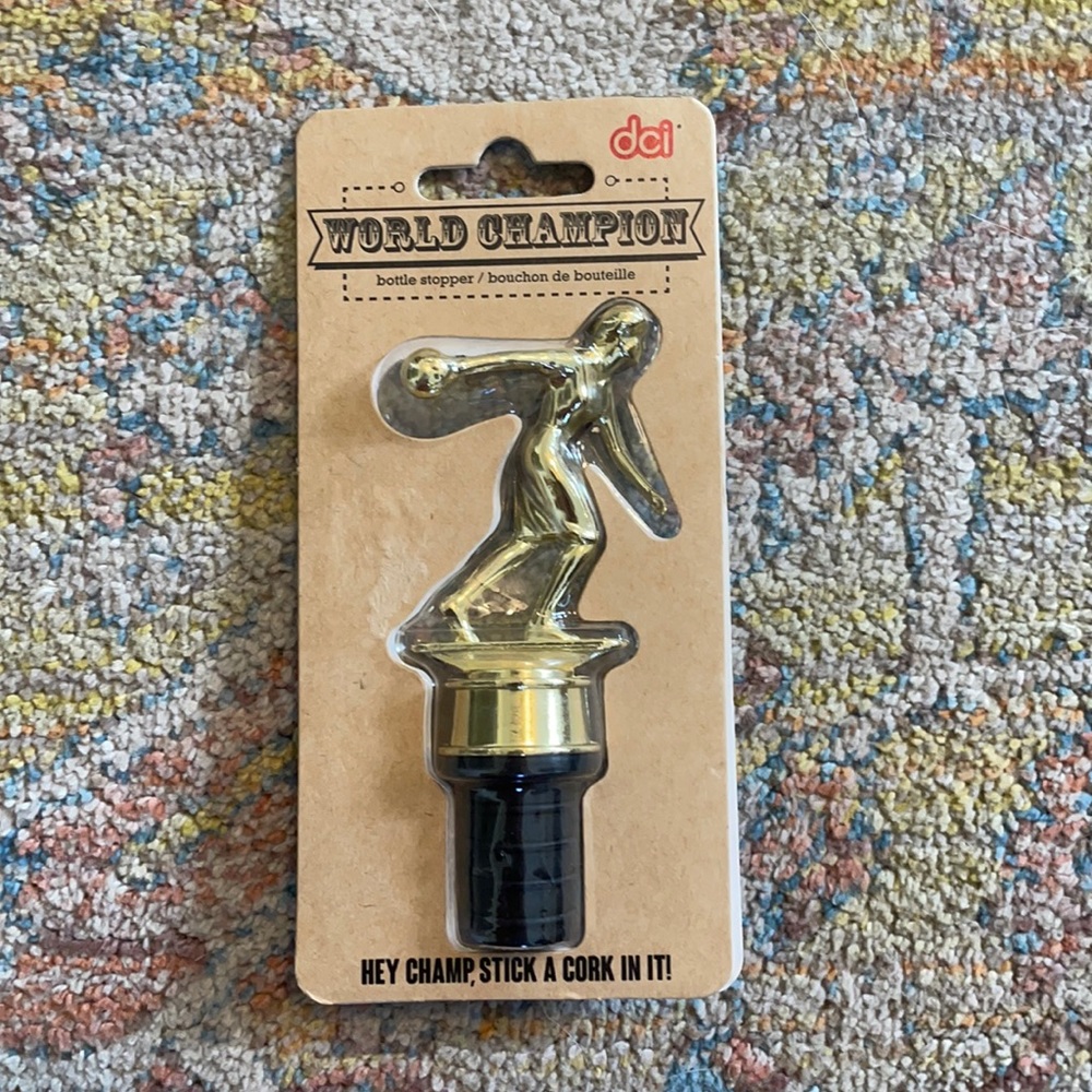 Champion Bowler Wine Bottle Stopper